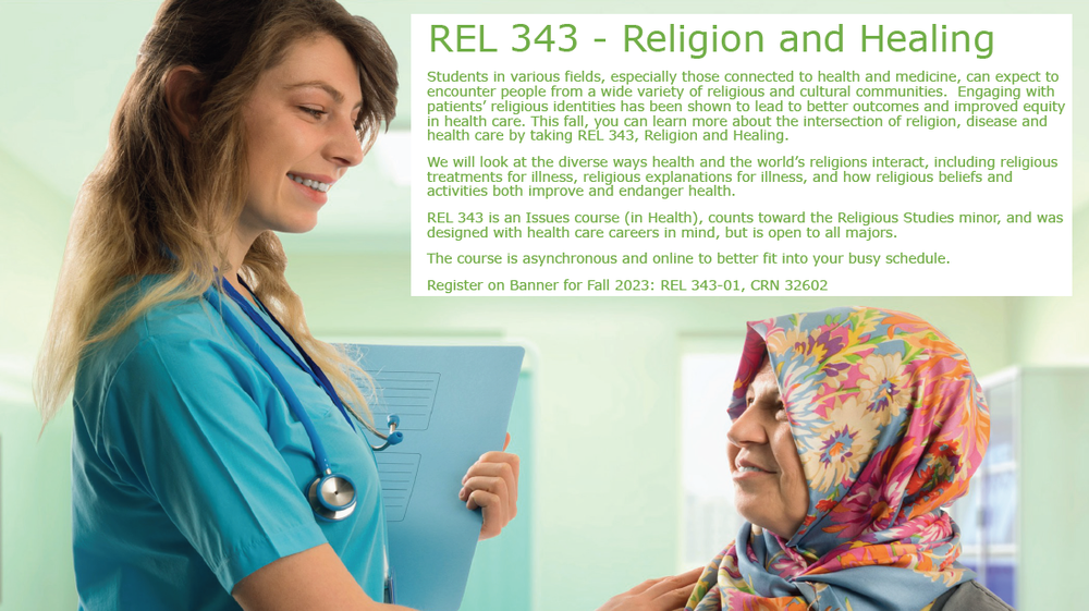 New course! REL 343: Religion & Healing Spotlight